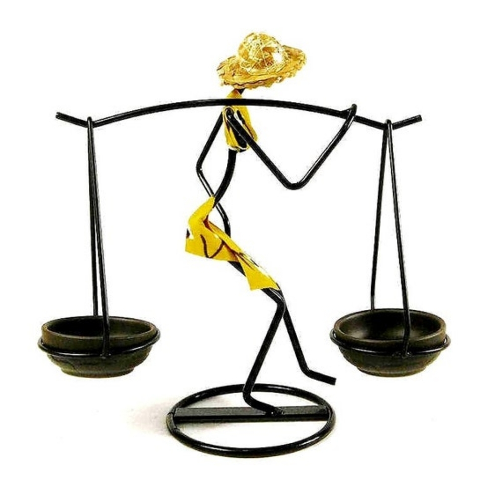 YELLOW - African Candle Holder | Metal Candlestick | Tribal Figurines | Art |